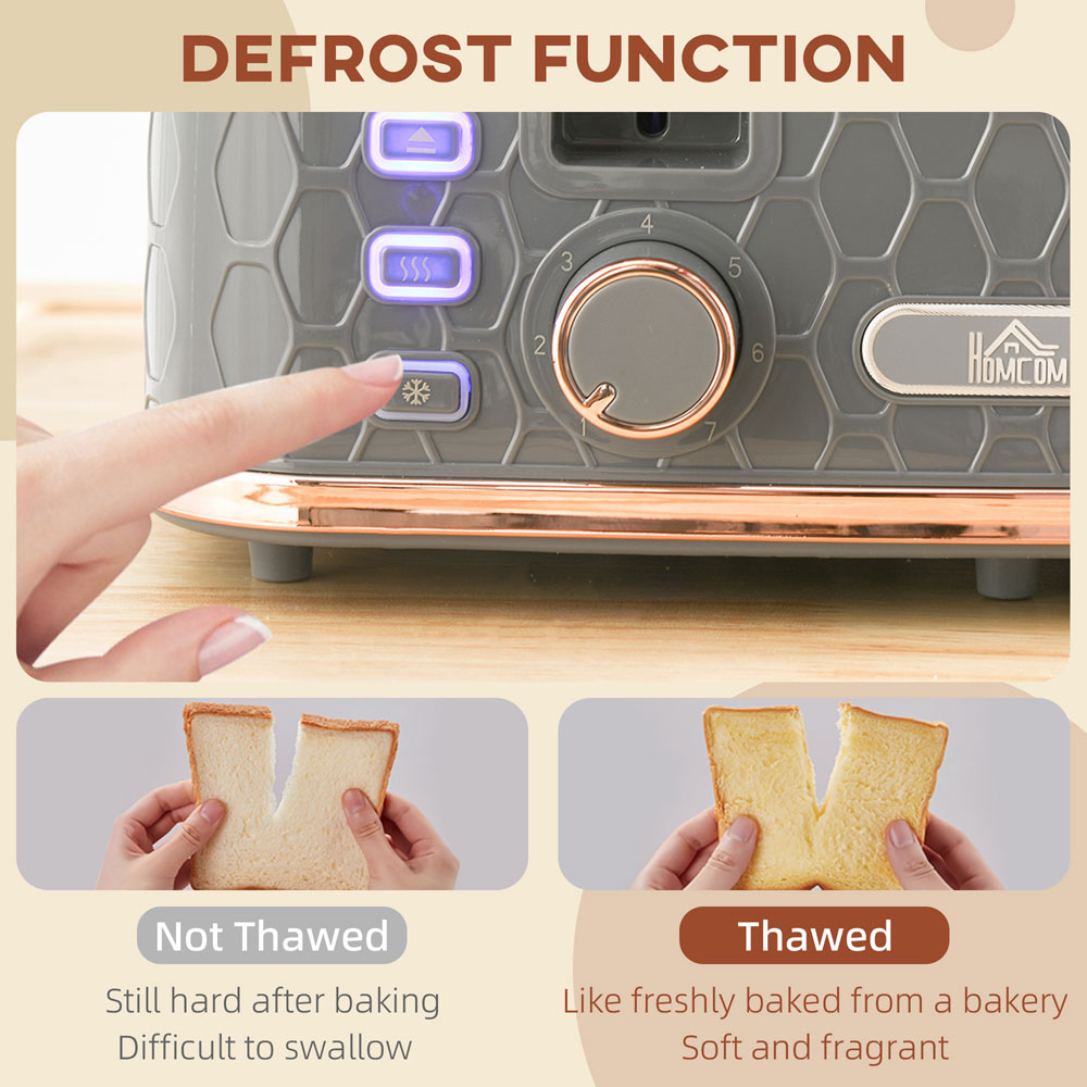 HOMCOM 800-208V70GY Grey Honeycomb 4 Slot Toaster 1600W Image 5