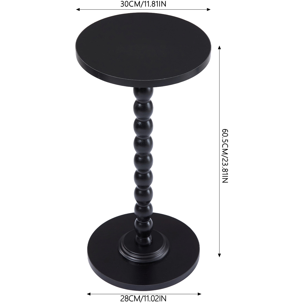 Living and Home Black Round Spindle Pedestal Side Table Image 9