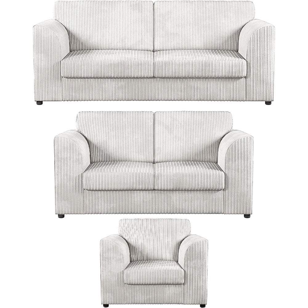 Luxor 6 Seater Silver Jumbo Cord Full Back Sofa Suite Image 2