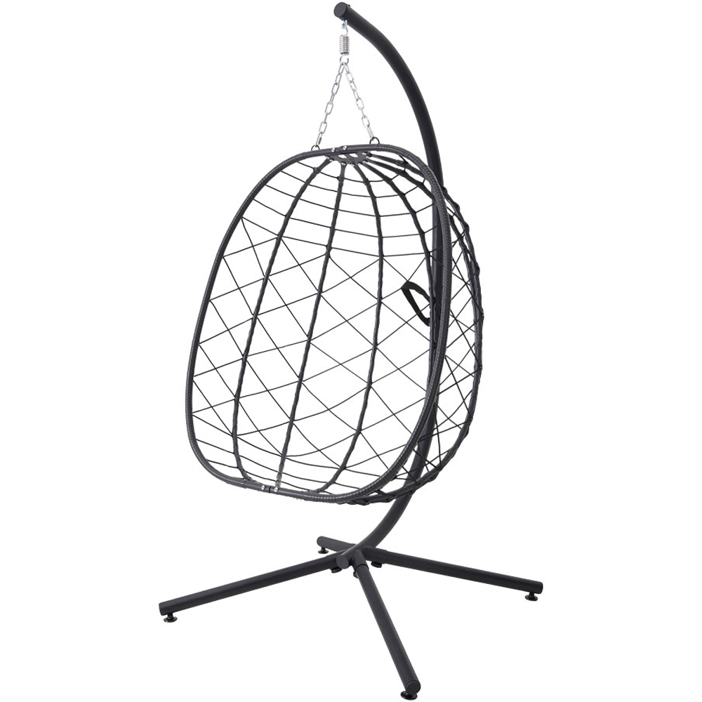 Living and Home Black Adjustable Swing Hanging Egg Chair with Cushions Image 4