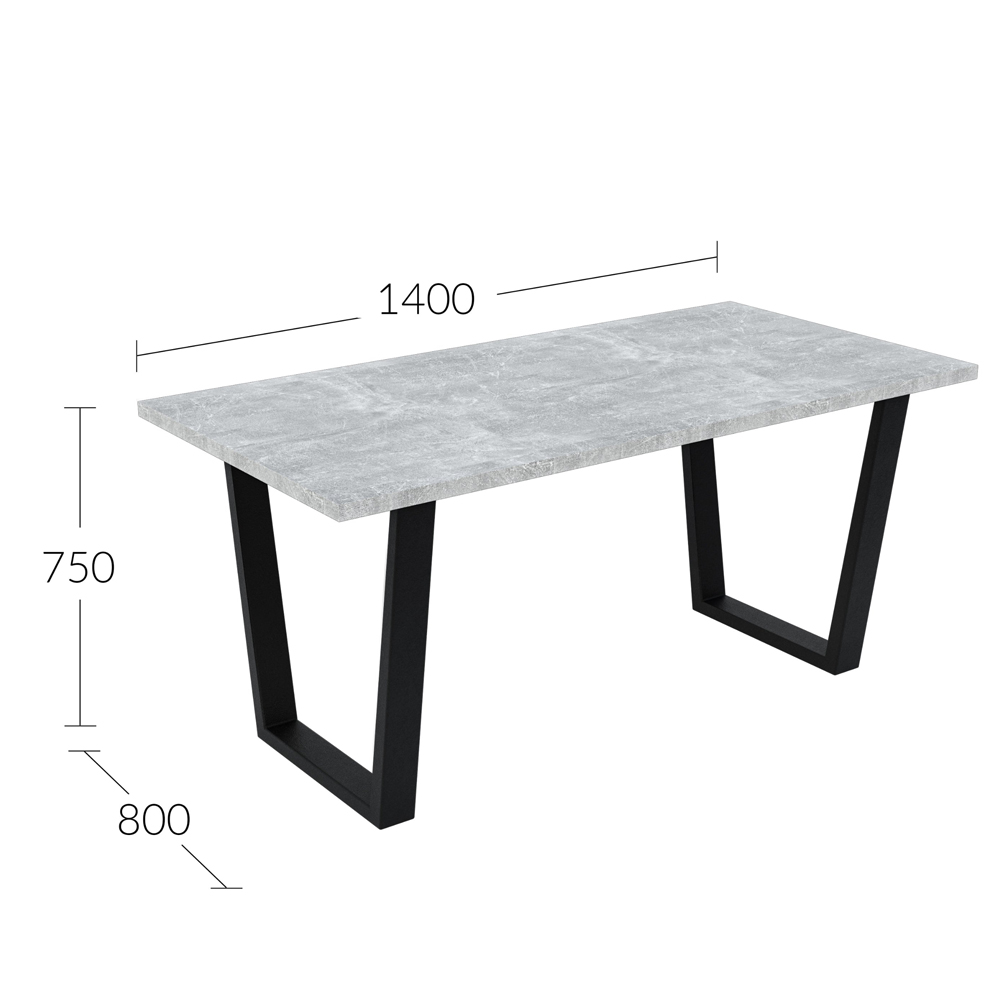 Shefa Louisville 6 Dining Table Concrete Grey Image 3
