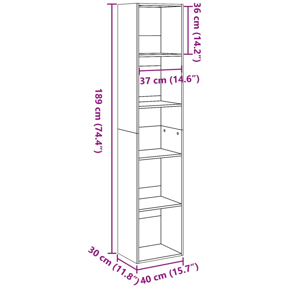 vidaXL 5 Shelf White Bookcase Image 9