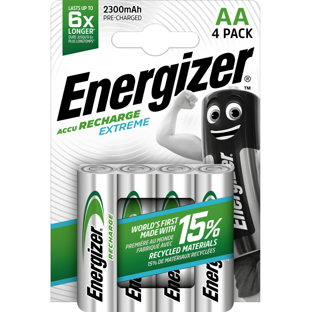 Energizer AA 4 Pack 1.2V 2300mAh Rechargeable Batteries Image 1