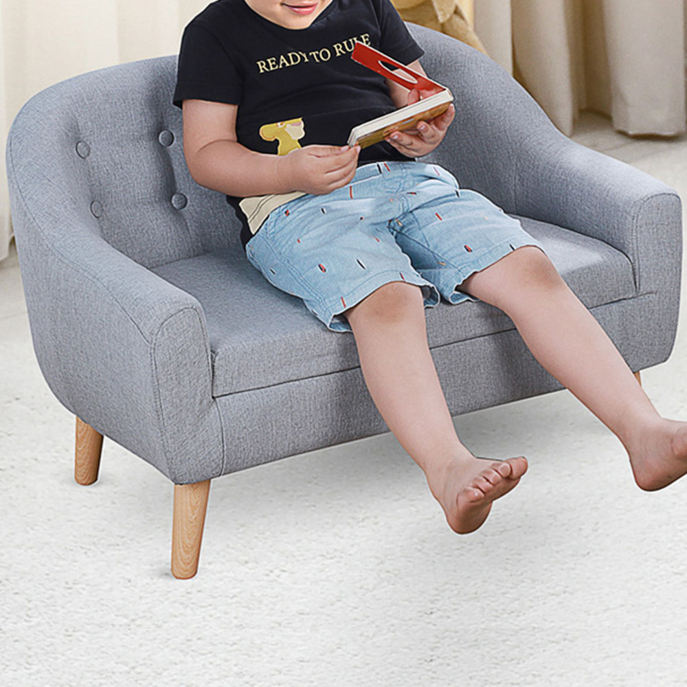 HOMCOM Kids Single Seat Grey Sofa Image 3