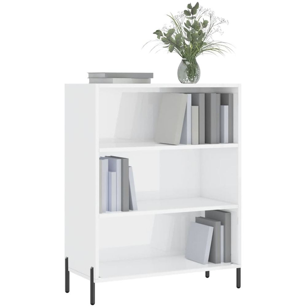 vidaXL 3 Open Shelf High Gloss White Shelf Cabinet Image 3