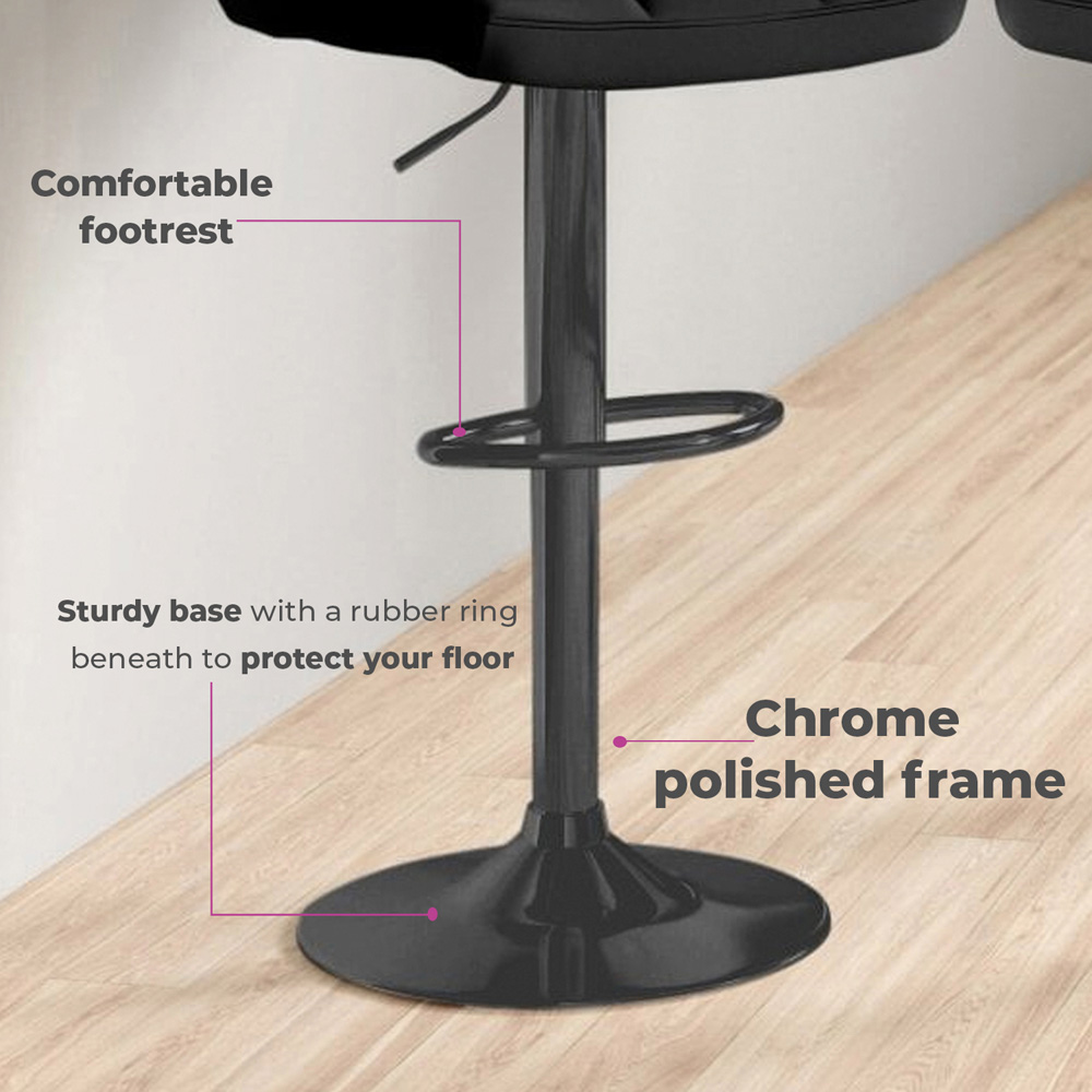 Neo Black Faux Leather Swivel Bar Stool Set of 2 Image 4