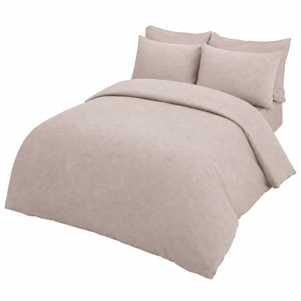 Smart Living Single Beige Jersey Melange Duvet Cover Set Image 2