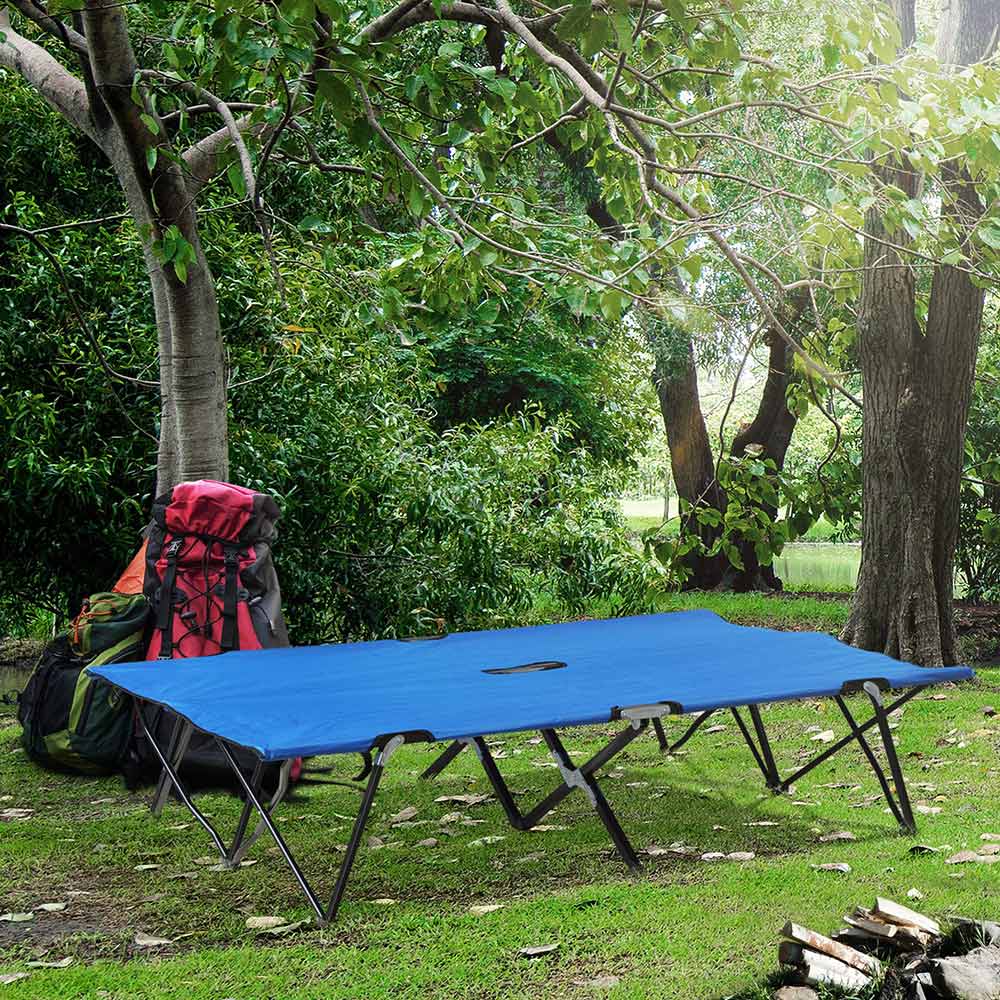 Outsunny Foldable Camping Cot Bed Blue Image 2