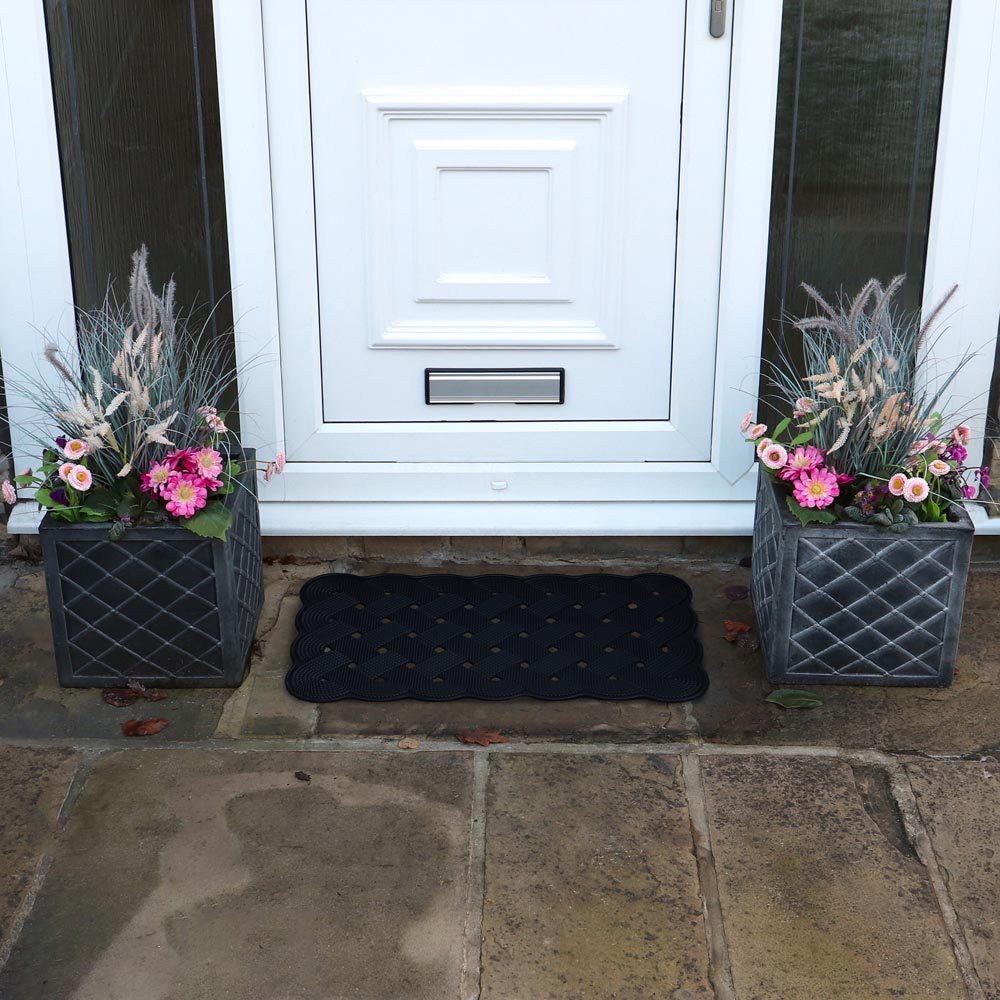 JVL Trellis Rubber Scraper Doormat 40 x 70cm Image 2