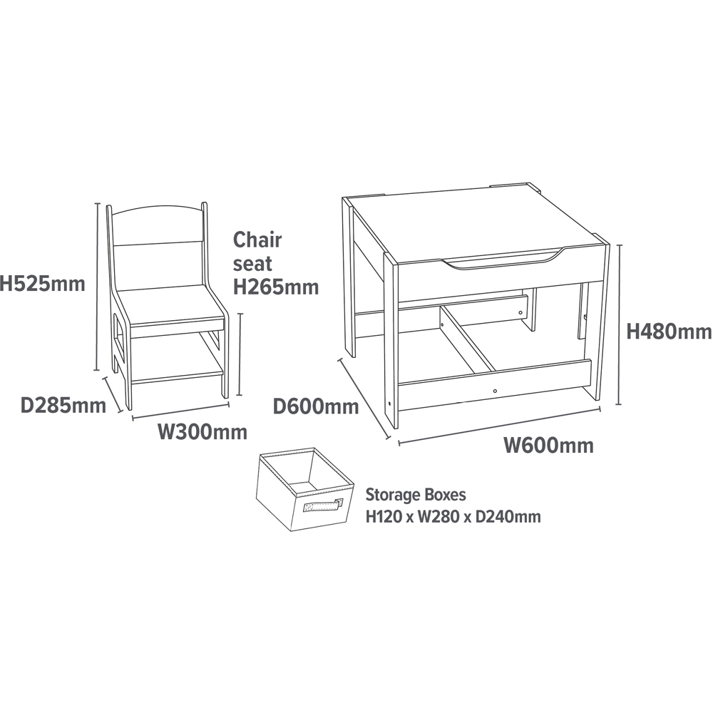 Liberty House Toys Kids White and Pink Table and 2 Chairs Set with Storage Bins Image 9