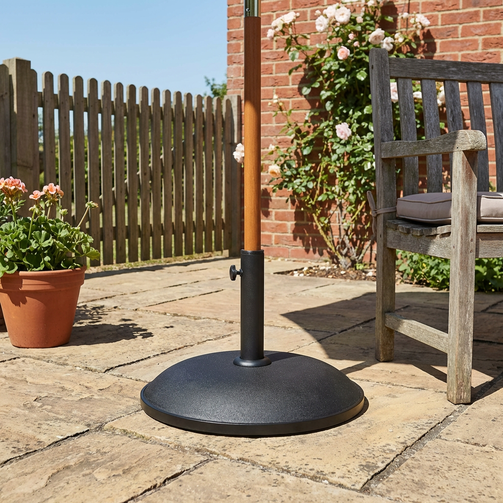 Black Concrete Parasol Base with Adjustable Screw 20kg Image 2
