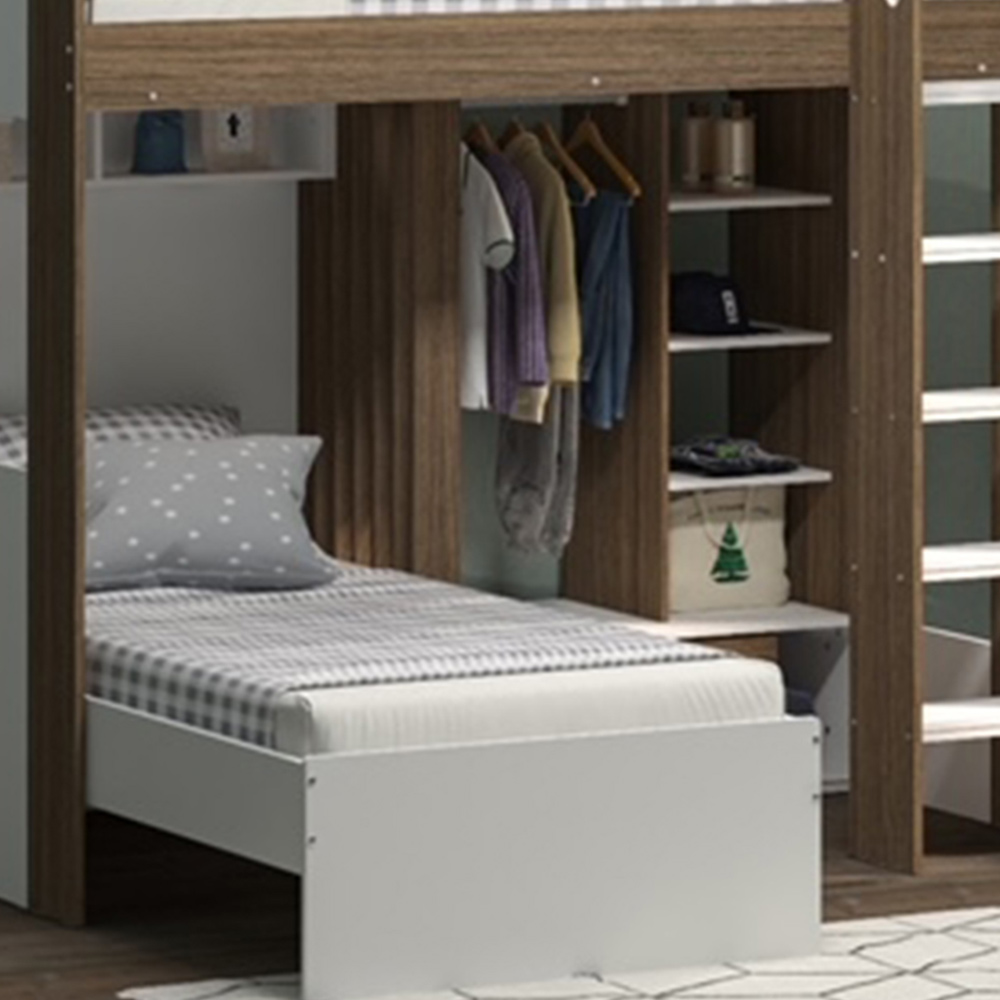 Flair Hampton White and Walnut Wooden Bunk Bed Image 2