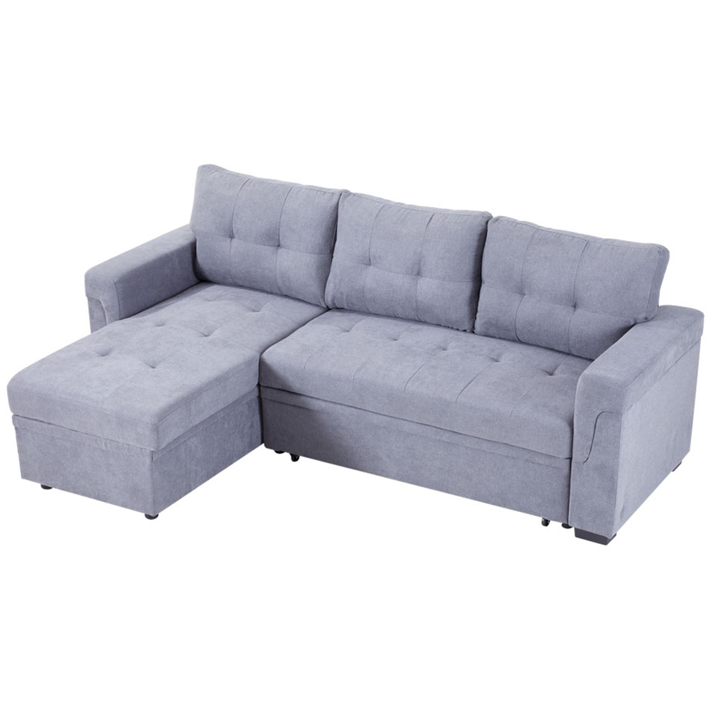 H&O Direct 3 Seater Chaise Sofa Bed with Hidden Storage Image 2