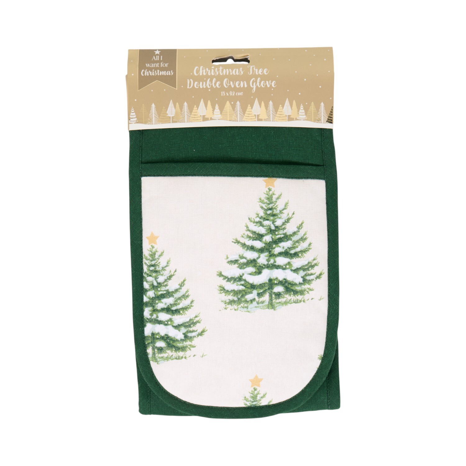 Christmas Tree Double Oven Glove Green Image 1