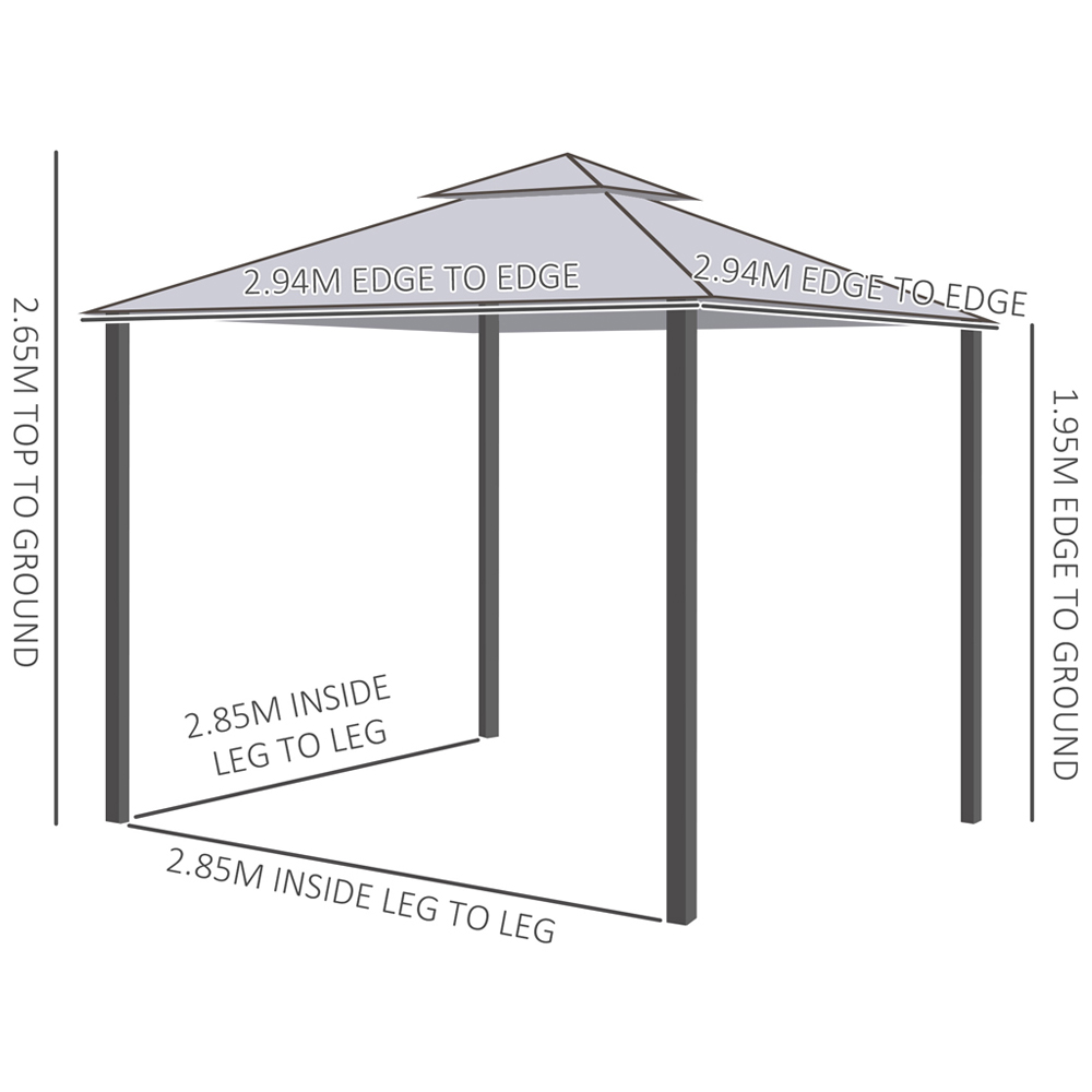 Outsunny 3 x 3m 2 Tier Grey Gazebo Tent Image 6