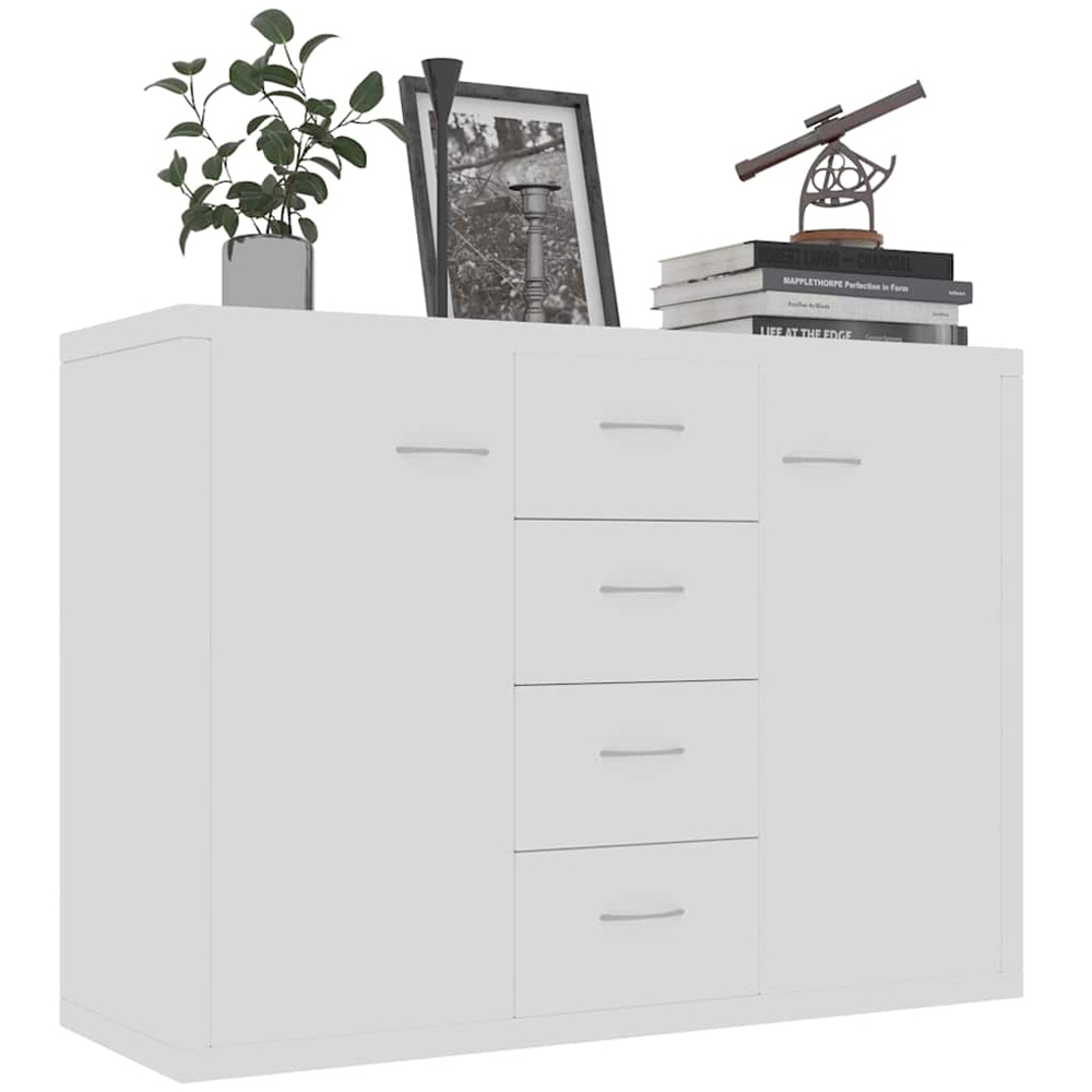 vidaXL 2 Door 4 Drawer White Sideboard Image 4