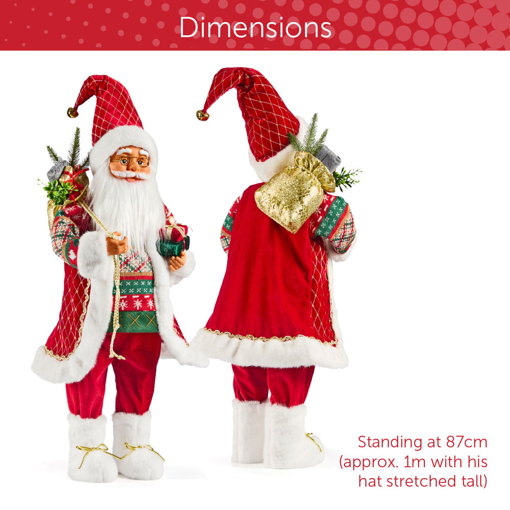 The Christmas Workshop Standing Santa Claus Decoration with Gift Sack 3.2ft Image 9