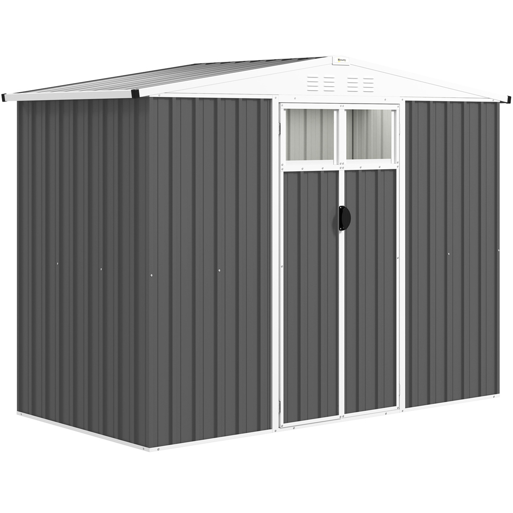 Outsunny 7.6 x 3.8ft Dark Grey Metal Garden Storage Shed Image 1
