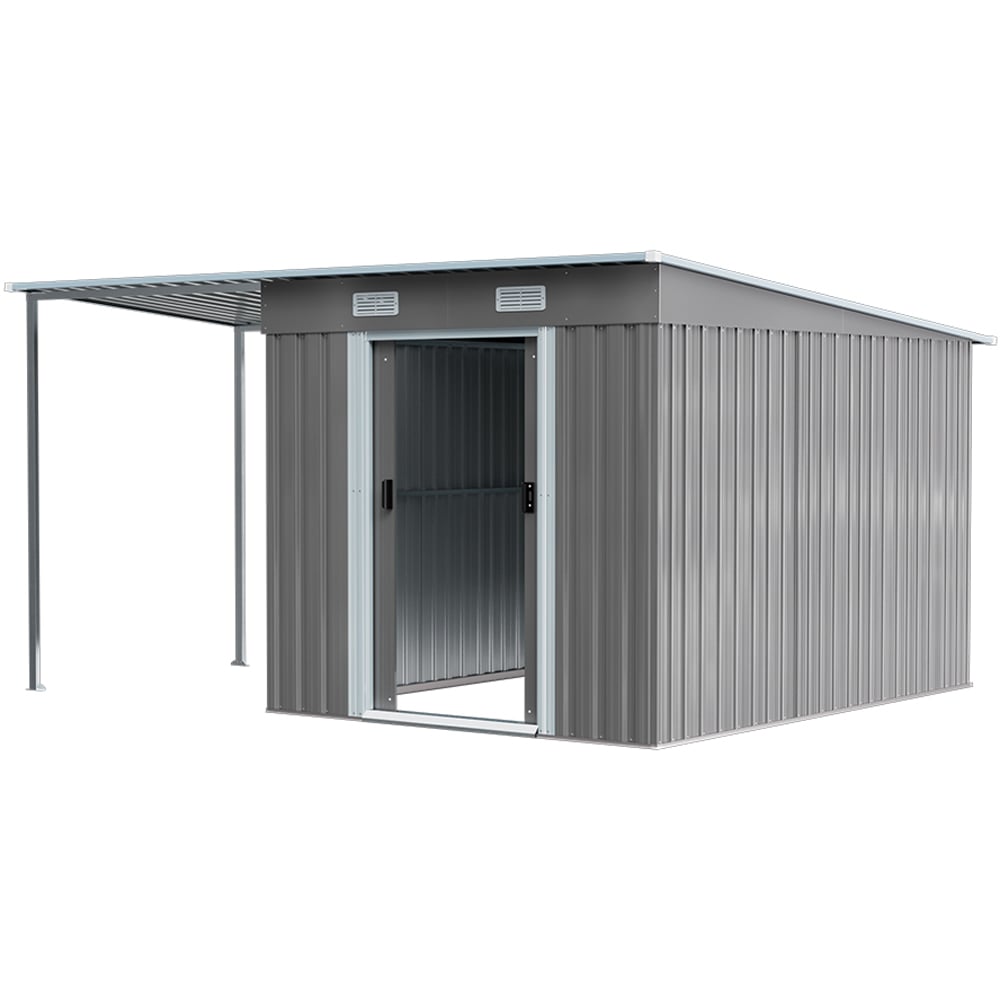 Living and Home 6 x 9ft Grey Extended Outdoor Storage Shed Image 3