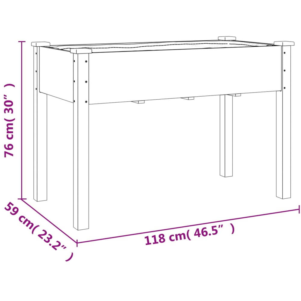 vidaXL Brown Fir Wood Raised Garden Bed 76 x 118 x 59cm Image 5