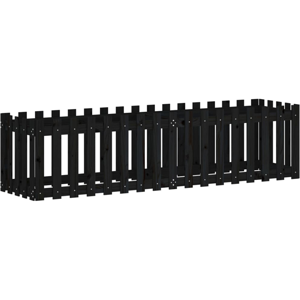 vidaXL Black Pine Wood Raised Garden Bed 50 x 50 x 200cm Image 1