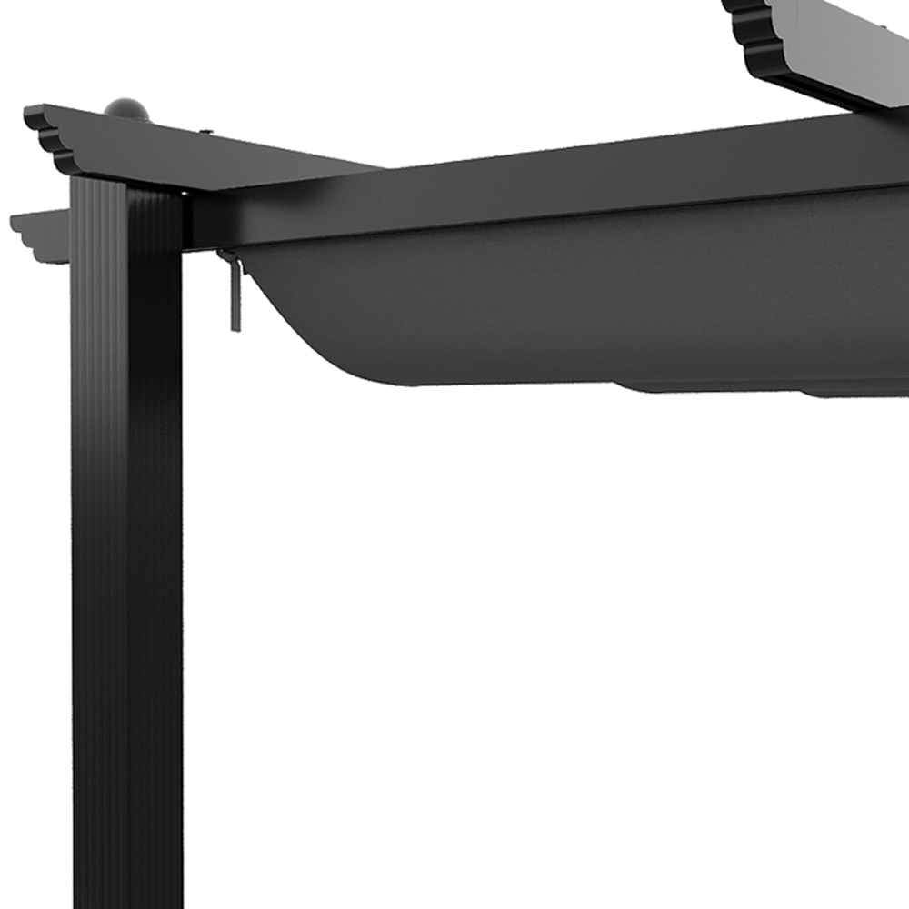 Living and Home 4 x 4m Light Grey Aluminium Pergola with Retractable Roof Image 6