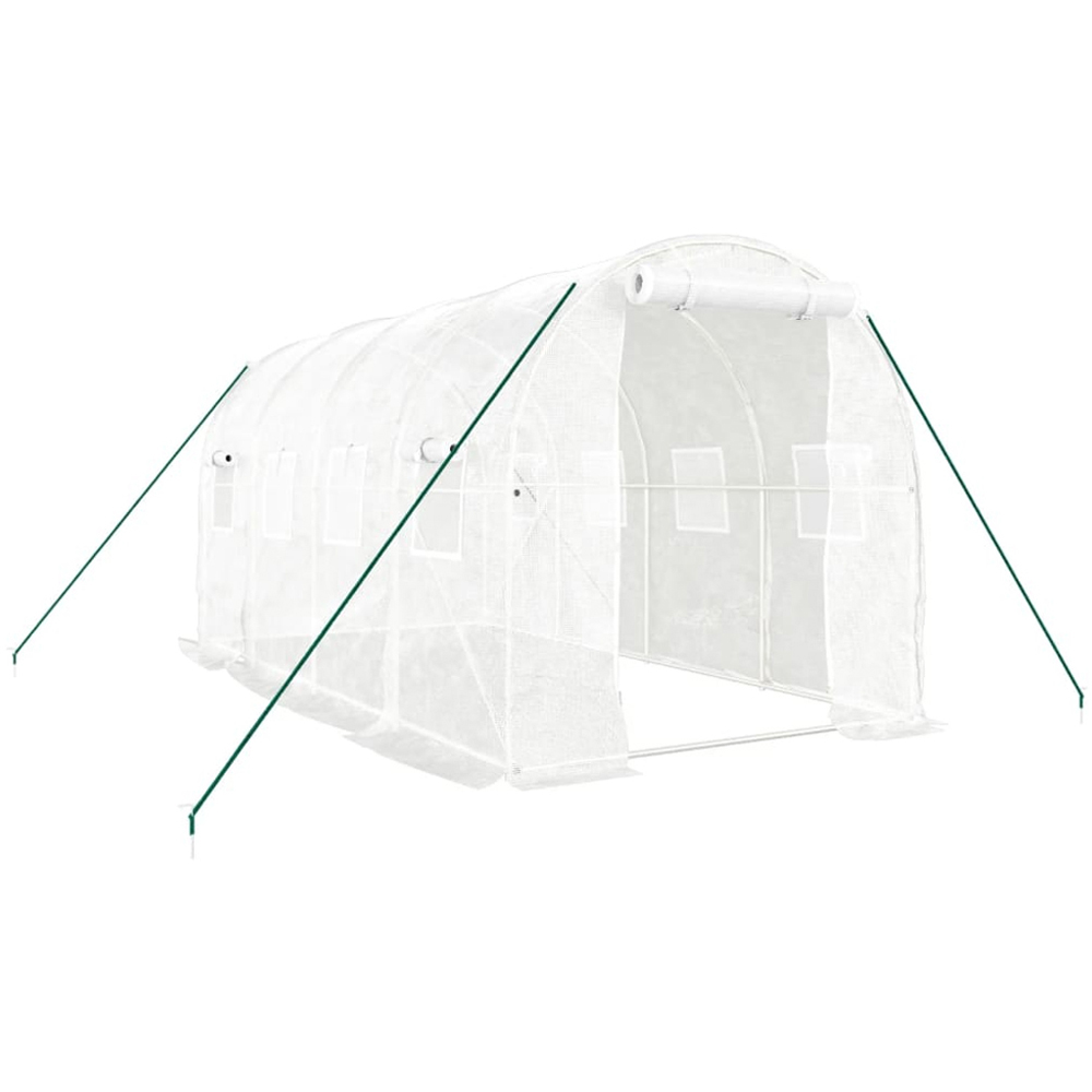 vidaXL White Polyethylene Galvanised Steel Frame 13.1 x 6.5ft Greenhouse Image 1