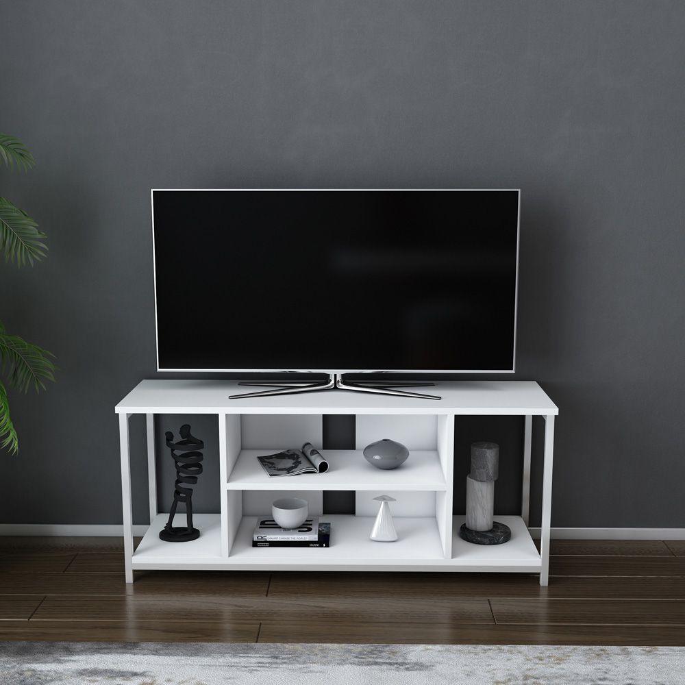 Decorotika Rinaldo 4 Open Shelf White Wide TV Unit Image 4