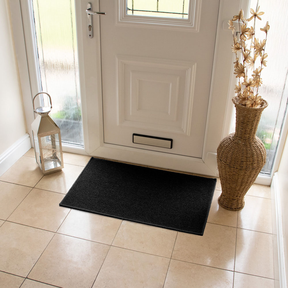 JVL Eden Black Indoor Machine Washable Doormat 50 x 80cm Image 2