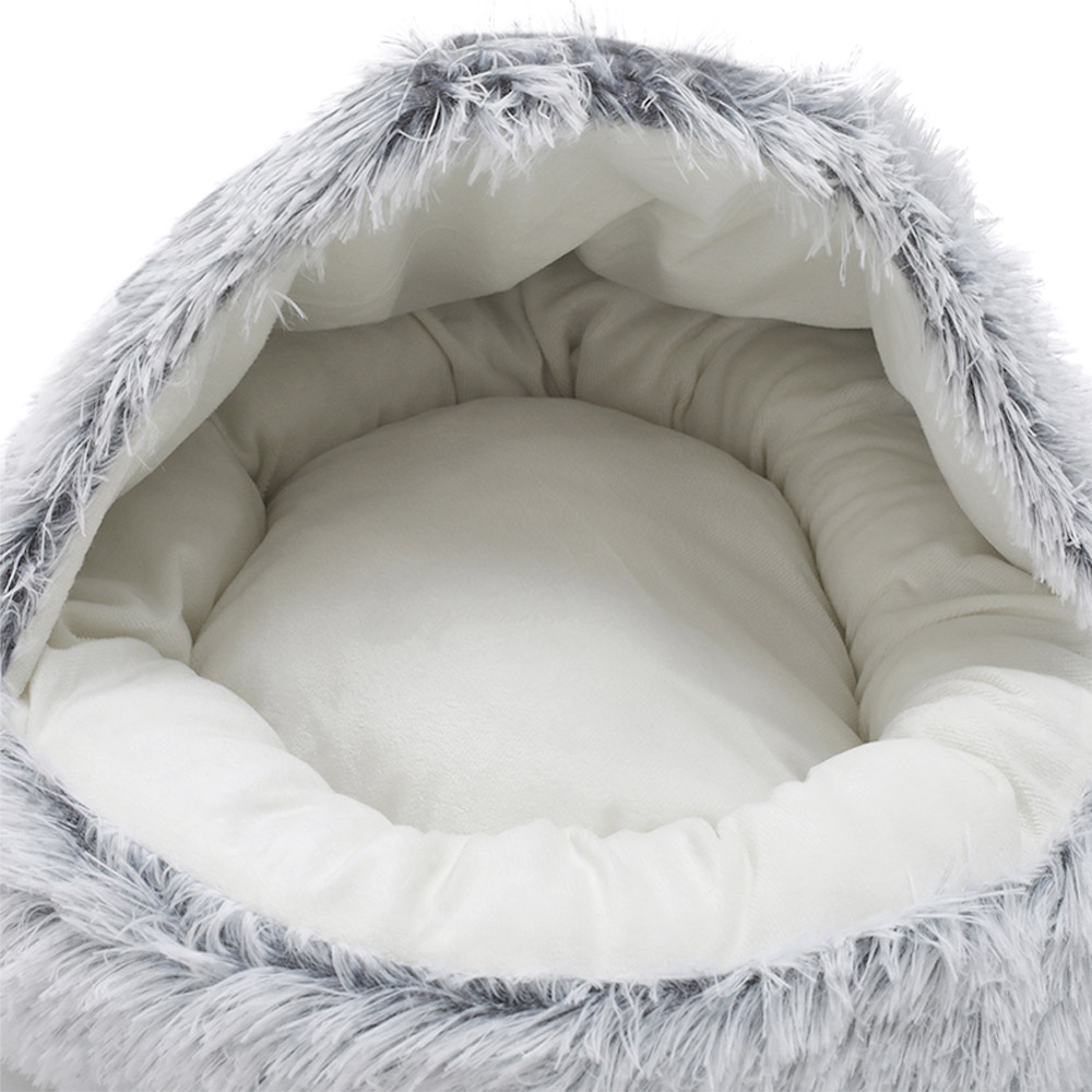 H&O Direct 40cm Grey Soft Plush Shell Pet Bed Image 4