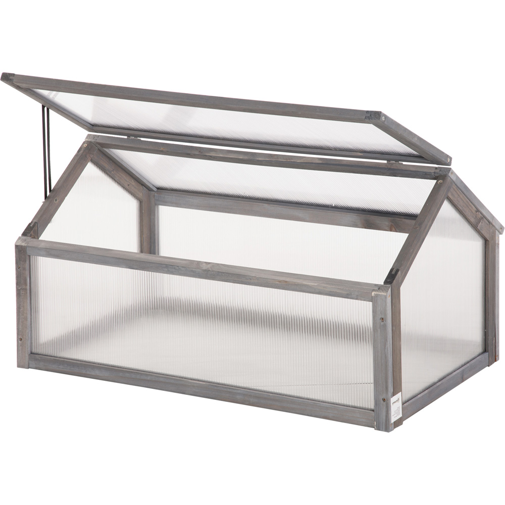 Outsunny Grey Wooden Polycarbonate 2.9 x 1.7ft Mini Greenhouse Image 1
