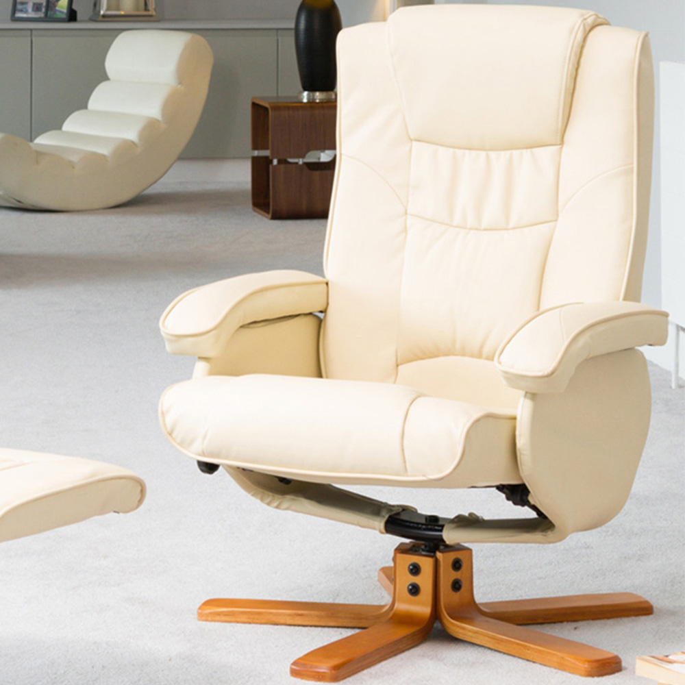 Artemis Home Severn Cream Swivel Recliner Chair with Footstool Image 3