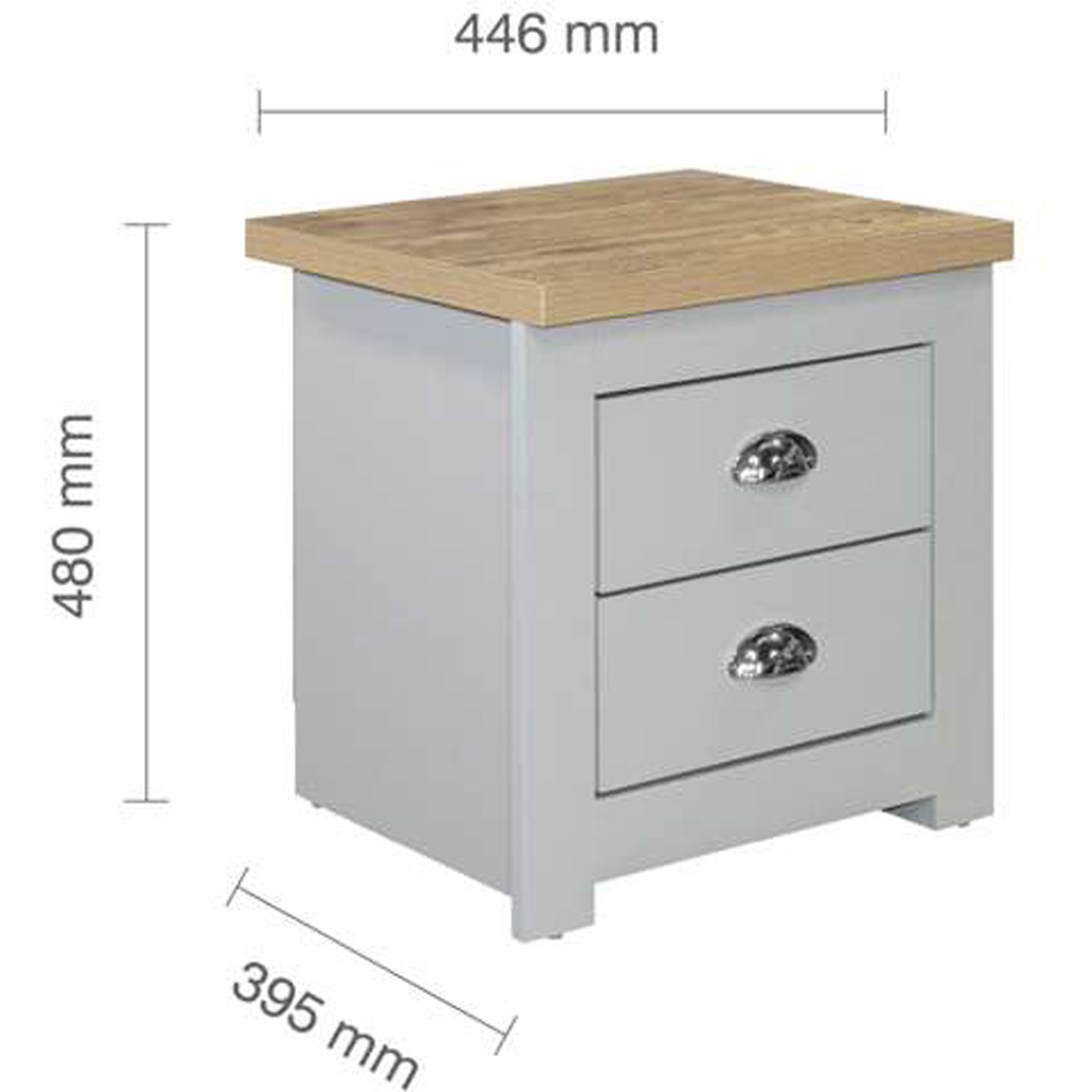 Highgate 2 Drawer Grey and Oak Bedside Table Image 6
