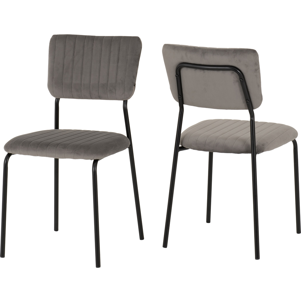 Seconique Sheldon Set of 4 Grey Velvet Fabric Dining Chair Image 2
