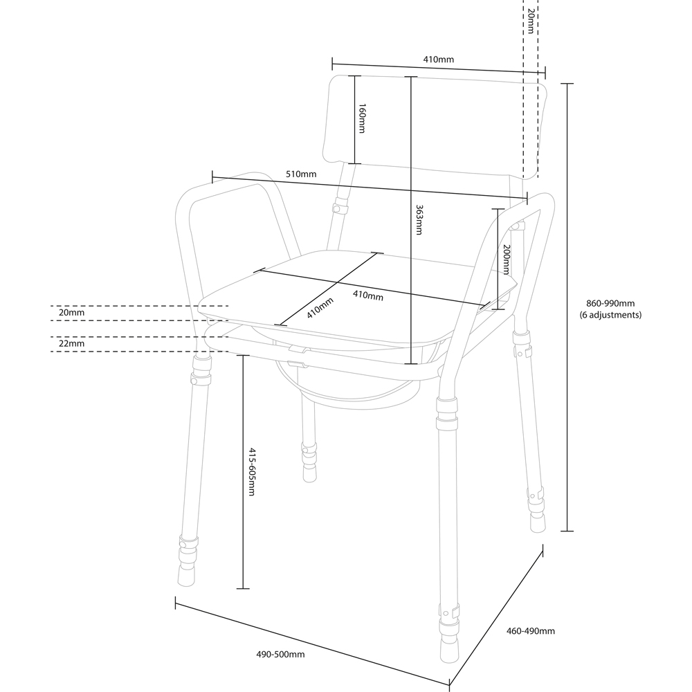 Aidapt Essex Grey Height Adjustable Commode Chair Image 6