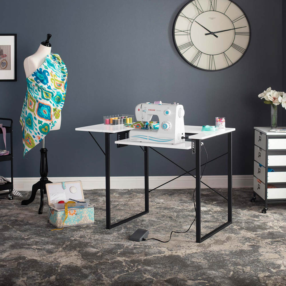 Sewing Online 13405 Charcoal Black and White Dart Sewing Machine Table with Foldable Top Image 9