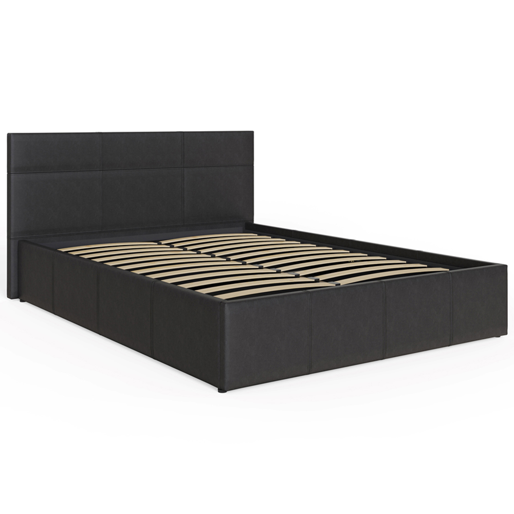 GFW Small Double Black Faux Leather Side Lift Ottoman Bed with Bonnell Mattress Image 4