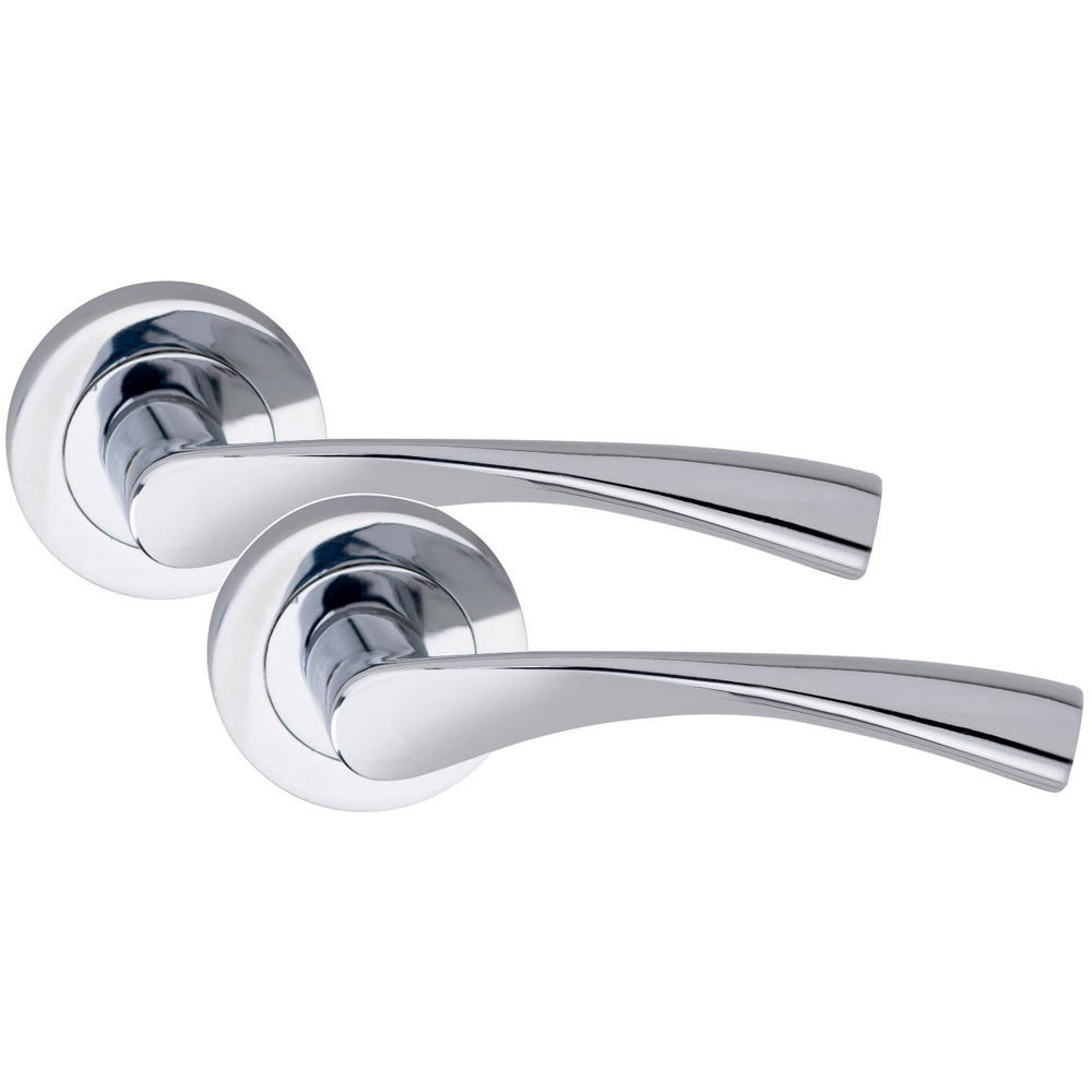 Golden Grace Polished Chrome Astrid Modern Latch Door Handle Set 7 Pack Image 3