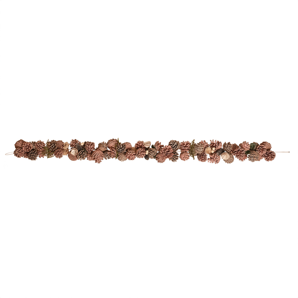The Seasonal Gift Co. Blush Pink Foliage Garland with Rose Gold Pinecones 120cm Image 3