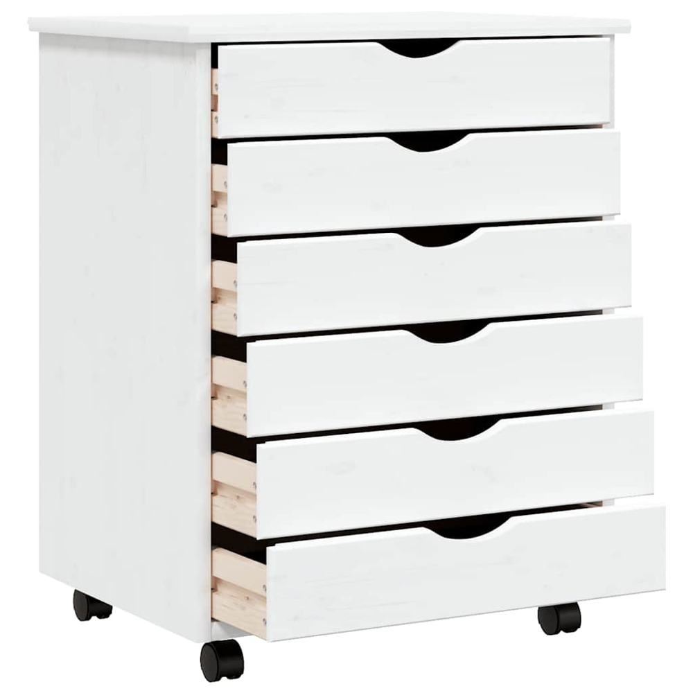 vidaXL Moss 6 Drawer White Solid Pine Mobile Chest of Drawers Image 4