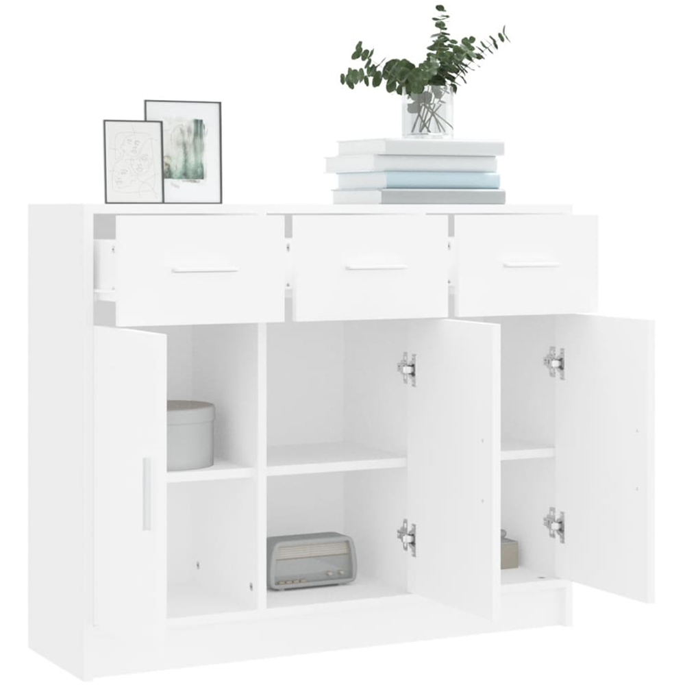vidaXL 3 Door 3 Drawer White Sideboard Image 4