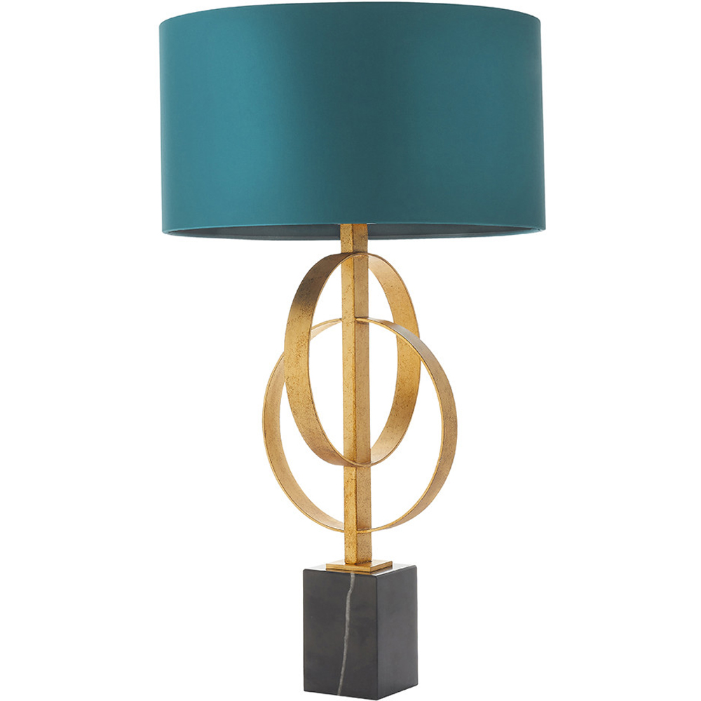 Merano Trento Antique Gold and Teal Satin Fabric Table Lamp Image 3