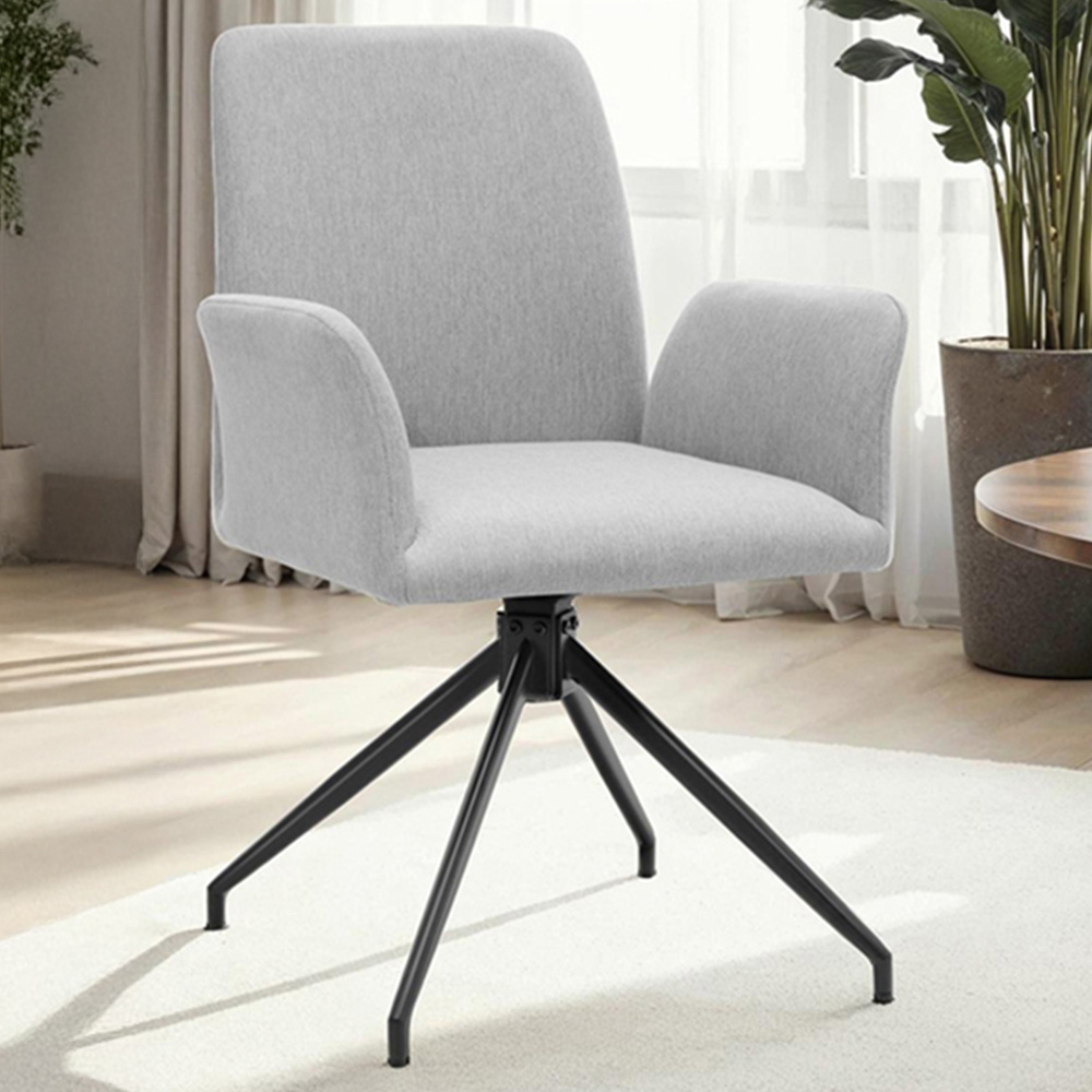 tectake Daya Set of 6 Light Grey Upholstered Swivel Chair Image 1