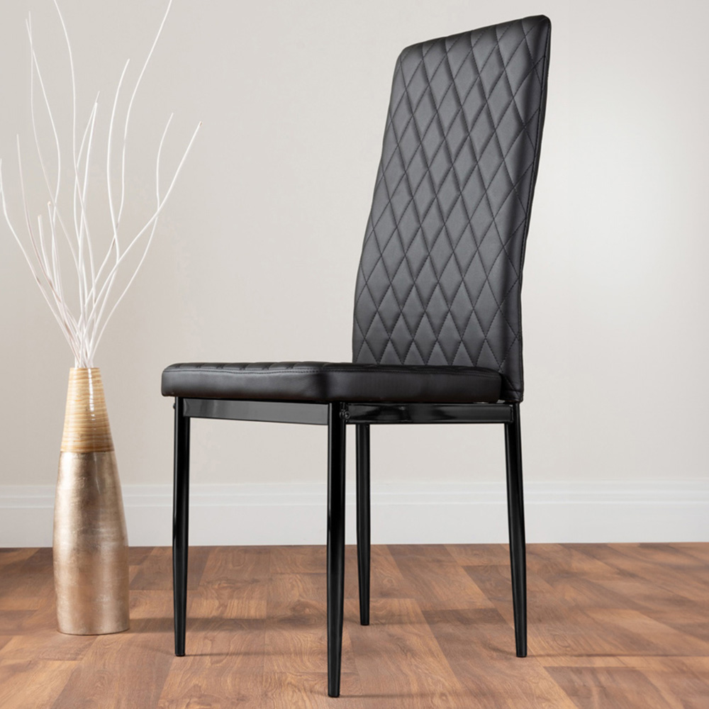 Furniturebox Valera Set of 4 Black Faux Leather Dining Chair Image 1