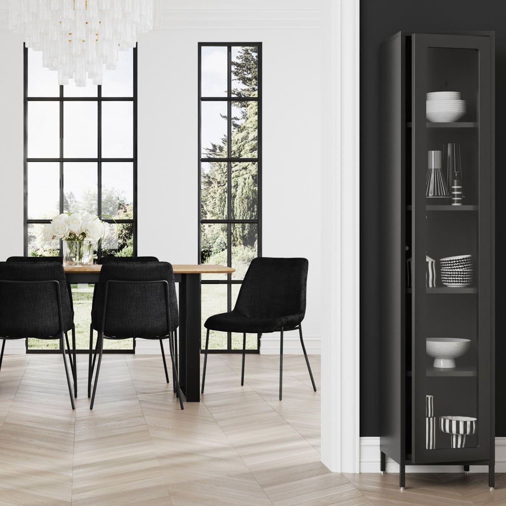 LPD Home Frank Single Door Black Glass Display Cabinet Image 7