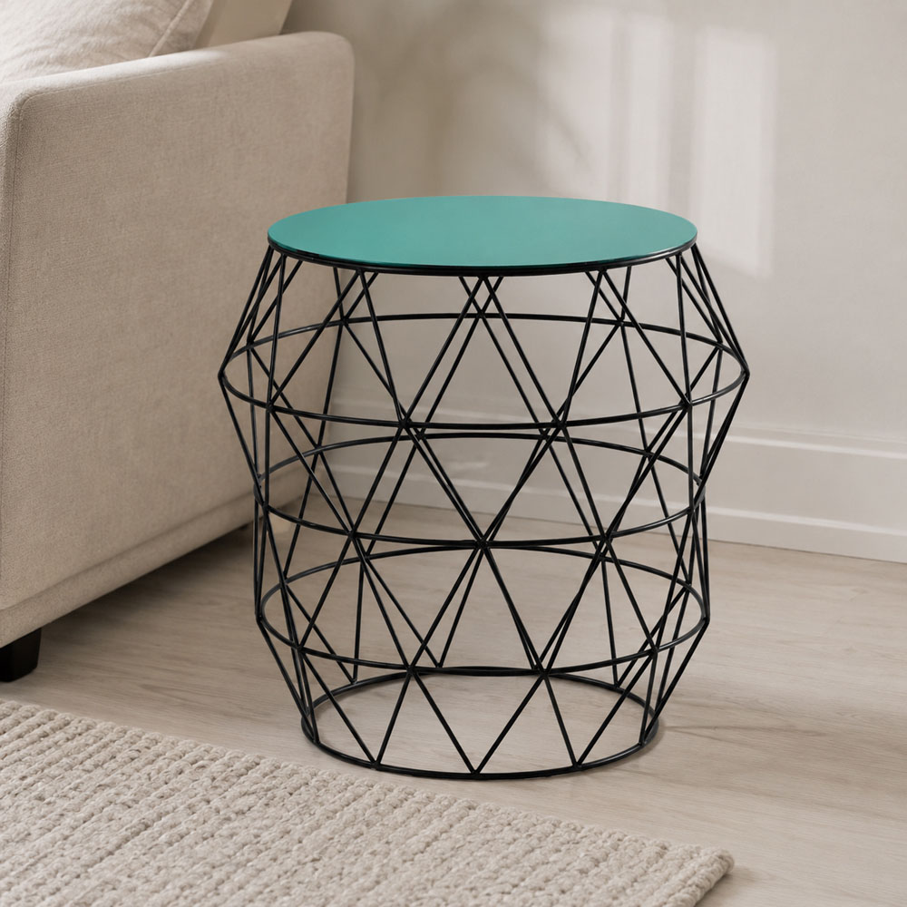 Premier Housewares Corina Green Enamel Tabletop Side Table Image 3