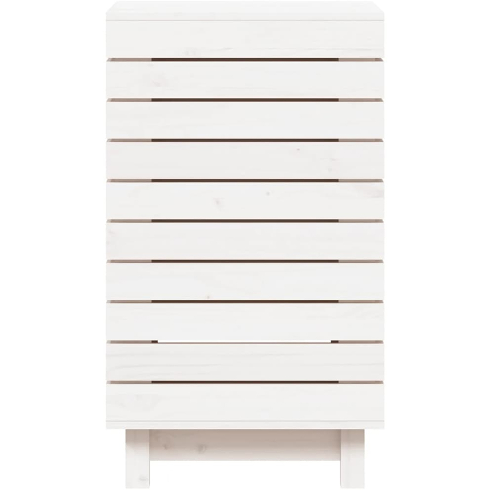 vidaXL White Solid Pine Wood Laundry Basket 44 x 44 x 76cm Image 4