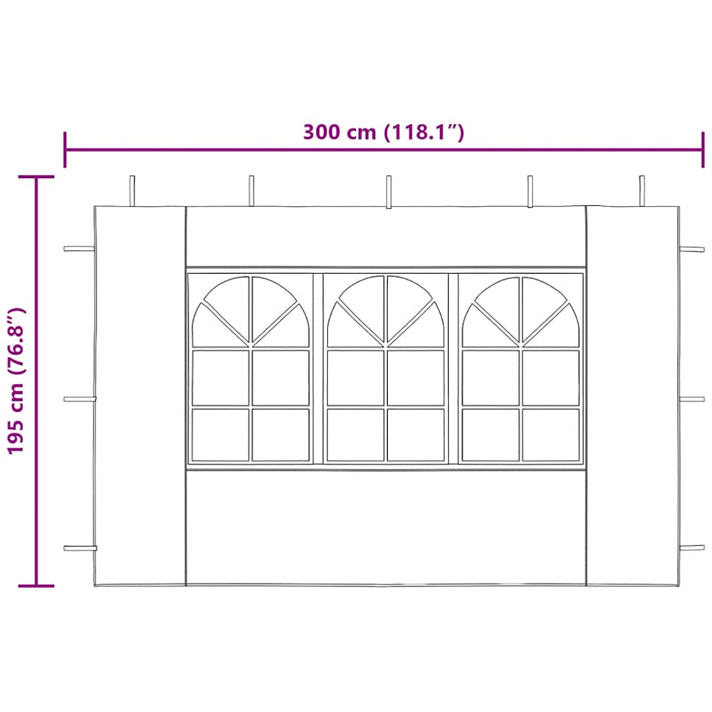 vidaXL 3 x 1.95m Anthracite Party Tent Sidewalls Image 7