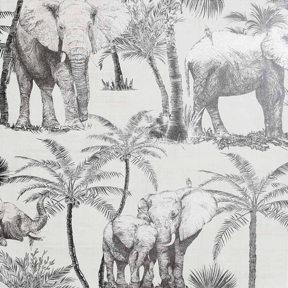 Arthouse Peel & Stick Elephant Grove Charcoal Wallpaper Image 1