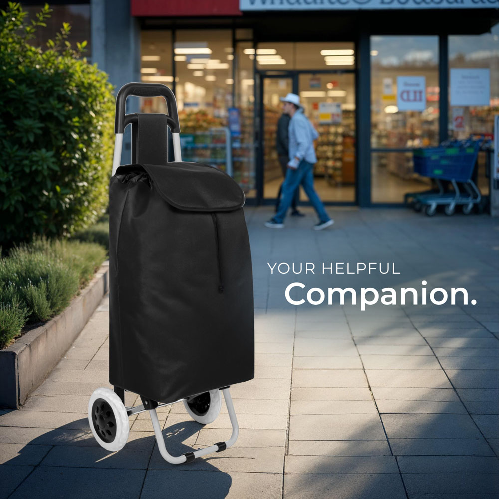 tectake Black Folding Shopping Trolley Image 7